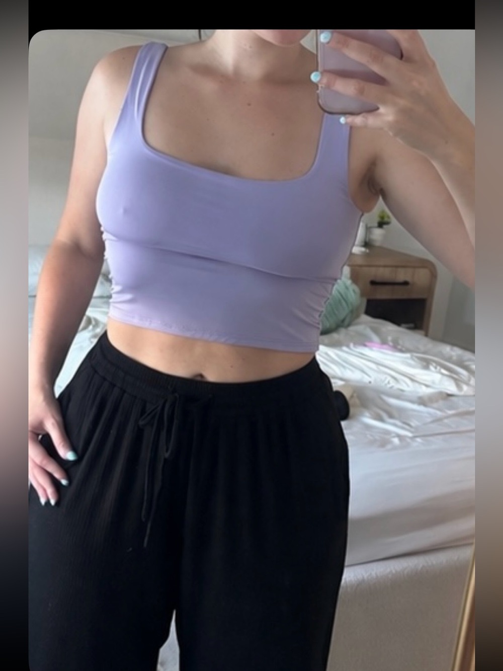 Live in the Moment Lavender Square Neck Cropped Tank Top – Size S